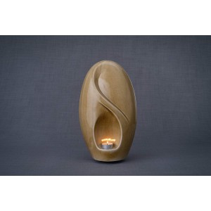Ceramic (Adult Size) Memorial Candle Holder Cremation Ashes Urn – Eternal Light – Dark Sahara
